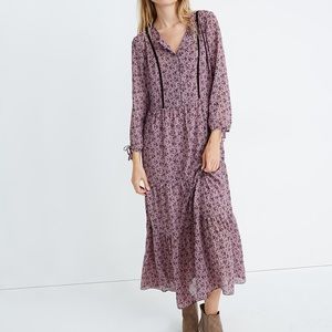 Madewell Long Sleeve Tiered Midi Dress in Branch Floral XXL